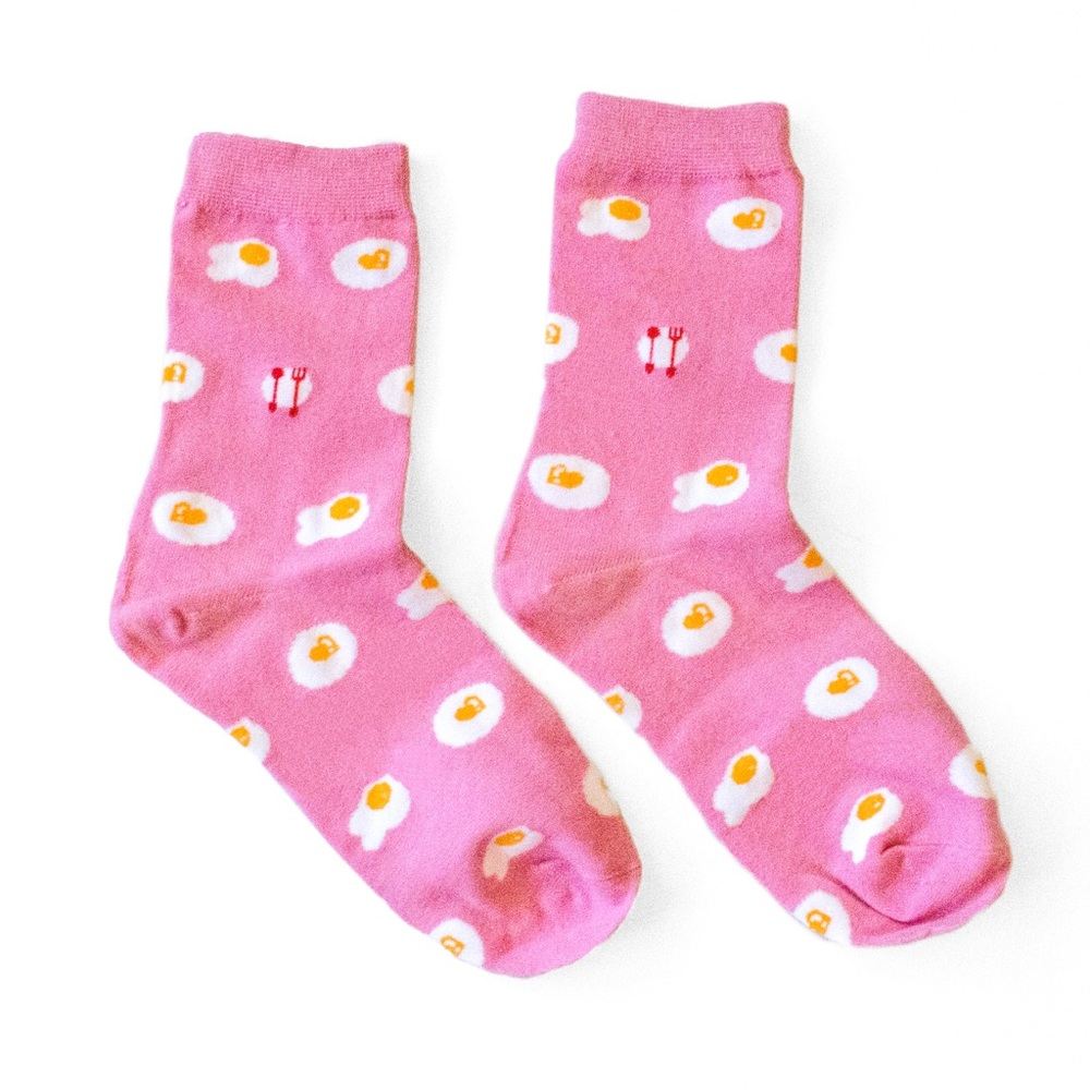 Pink breakfast egg crew socks